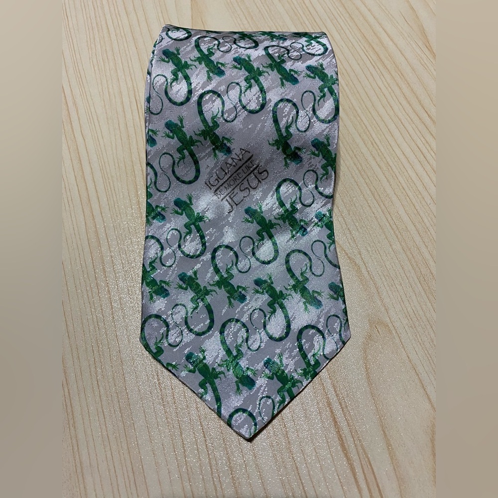 Men's Green and Silver Tie